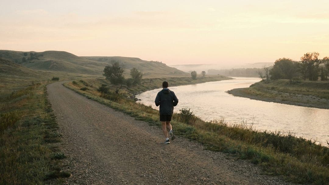 A runner on an open road